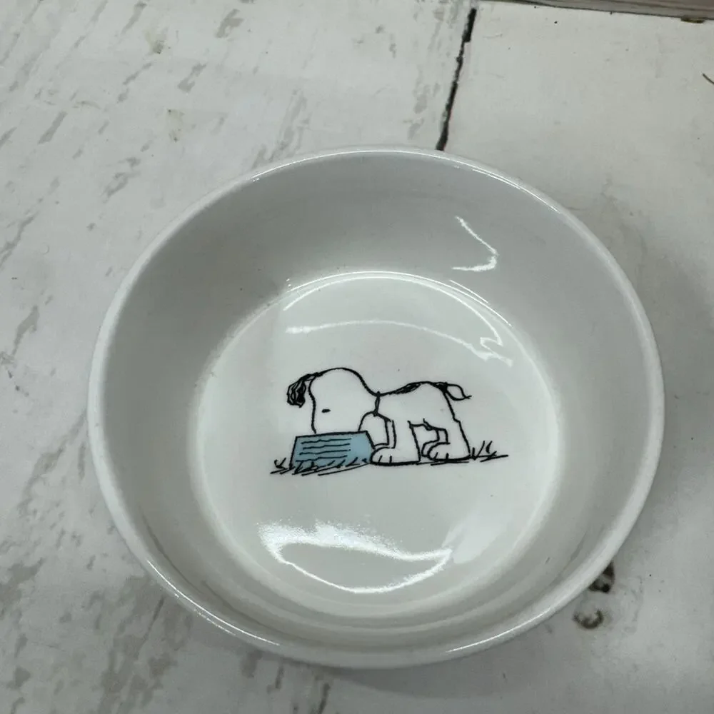Gibson Peanuts Snoopy Pink Stripes Pet Bowl, 5” Diameter